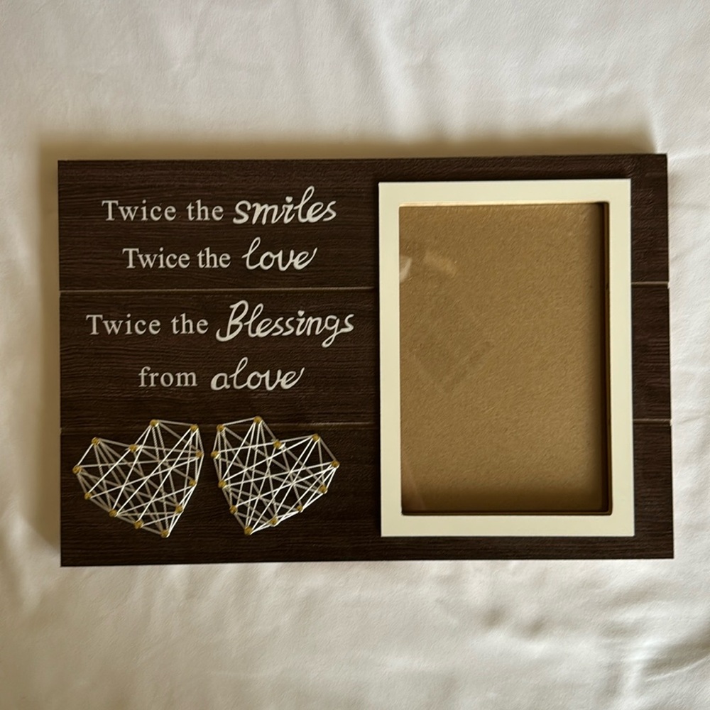 Twice the blessings kids heart wooden frame